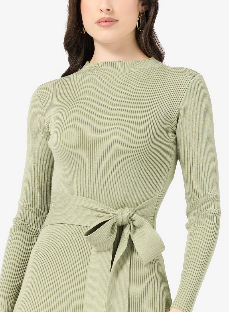 Little Mistress Sage Buckle Midi Dress - Image 3